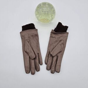 A New Day Driving Gloves Womens XS Brown Sheep Leather Fleece Lined
